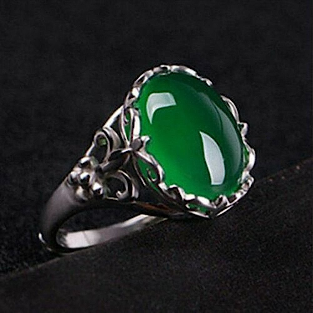 925 Elegant Noble Green Crystal Ring Brand New Jmarie Concepts Size 6 #02